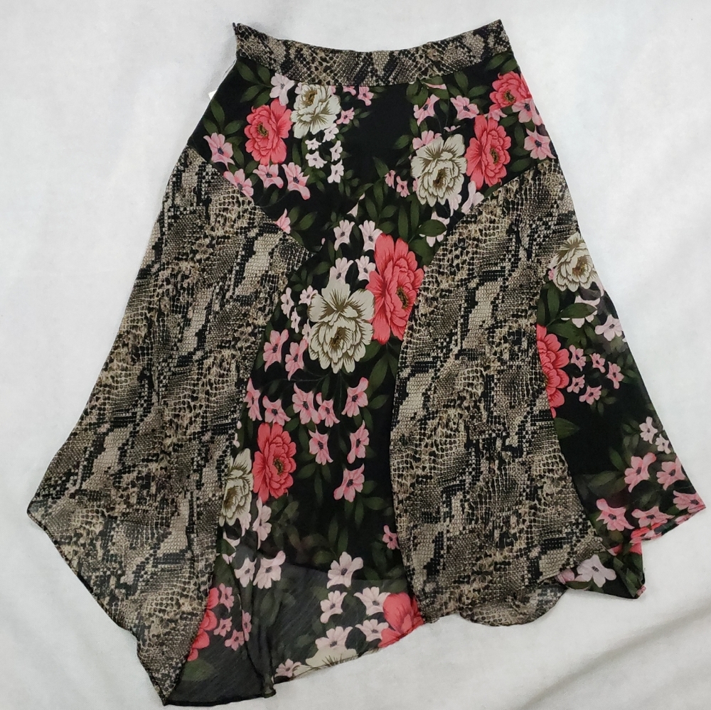 INC Skirt Size 4 Mixed Print Floral Midi - Picture 2 of 8